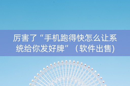 厉害了“手机跑得快怎么让系统给你发好牌”（软件出售)