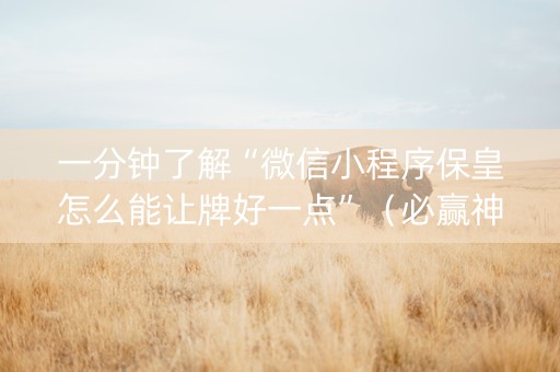 一分钟了解“微信小程序保皇怎么能让牌好一点”（必赢神器免费安装)