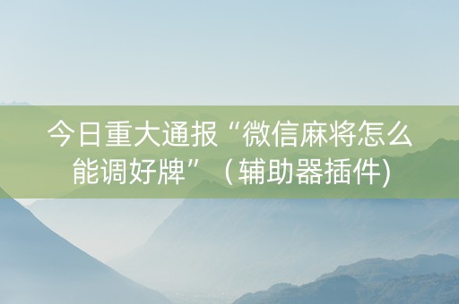 今日重大通报“微信麻将怎么能调好牌”（辅助器插件)