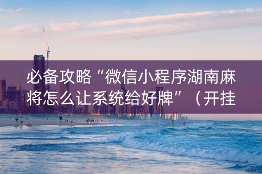 必备攻略“微信小程序湖南麻将怎么让系统给好牌”（开挂辅助器插件)