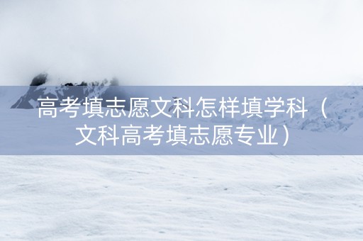 高考填志愿文科怎样填学科（文科高考填志愿专业）
