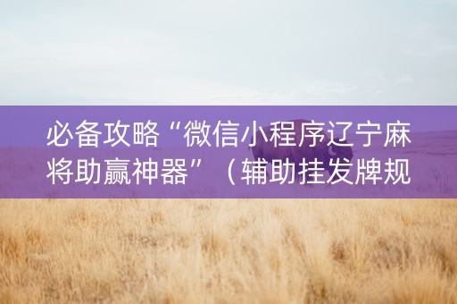必备攻略“微信小程序辽宁麻将助赢神器”（辅助挂发牌规律)