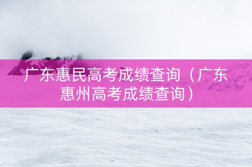 广东惠民高考成绩查询（广东惠州高考成绩查询）