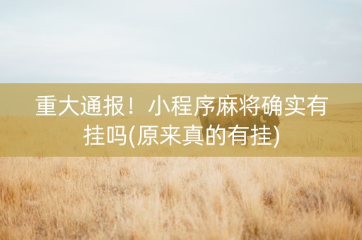 重大通报！小程序麻将确实有挂吗(原来真的有挂)