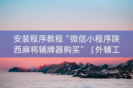 安装程序教程“微信小程序陕西麻将辅牌器购买”（外辅工具)