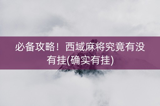必备攻略！西域麻将究竟有没有挂(确实有挂)