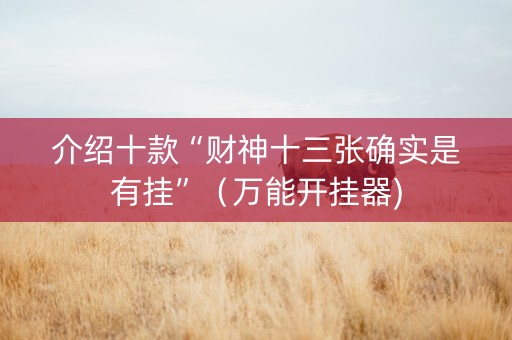 介绍十款“财神十三张确实是有挂”（万能开挂器)