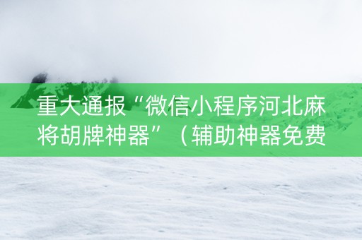 重大通报“微信小程序河北麻将胡牌神器”（辅助神器免费)