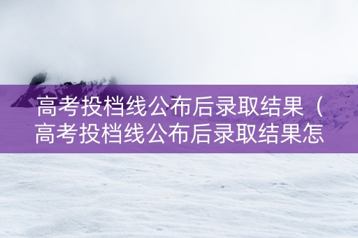 高考投档线公布后录取结果（高考投档线公布后录取结果怎么查）