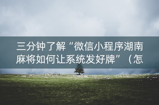 三分钟了解“微信小程序湖南麻将如何让系统发好牌”（怎么让系统给自己好牌)