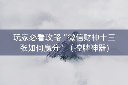 玩家必看攻略“微信财神十三张如何赢分”（控牌神器)