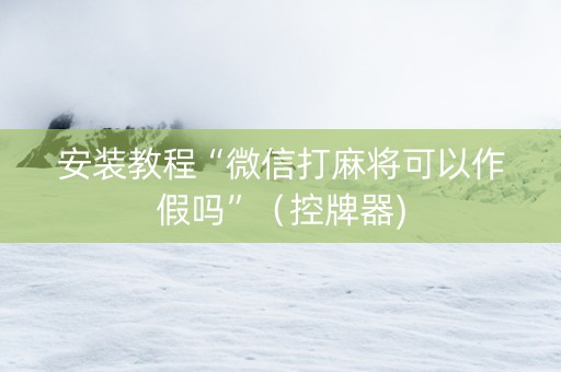 安装教程“微信打麻将可以作假吗”（控牌器)