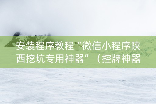 安装程序教程“微信小程序陕西挖坑专用神器”（控牌神器)