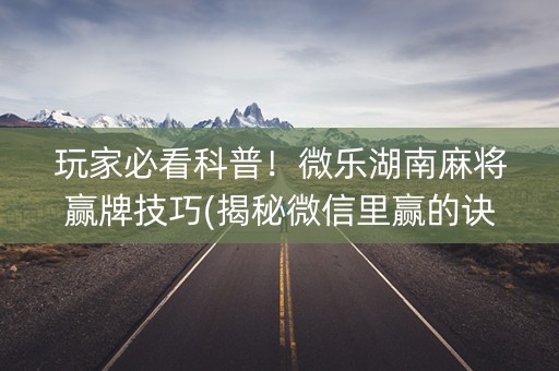 玩家必看科普！微乐湖南麻将赢牌技巧(揭秘微信里赢的诀窍)