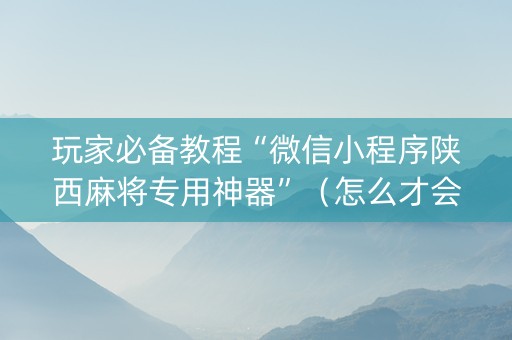 玩家必备教程“微信小程序陕西麻将专用神器”（怎么才会赢)