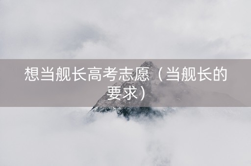 想当舰长高考志愿（当舰长的要求）