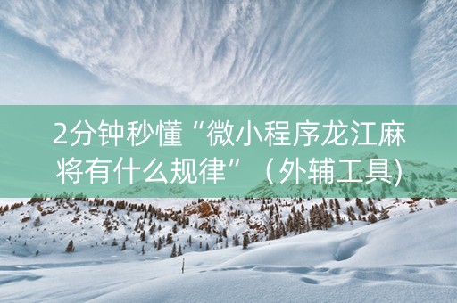 2分钟秒懂“微小程序龙江麻将有什么规律”（外辅工具)