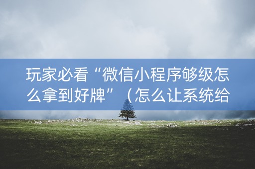 玩家必看“微信小程序够级怎么拿到好牌”（怎么让系统给你发好牌)
