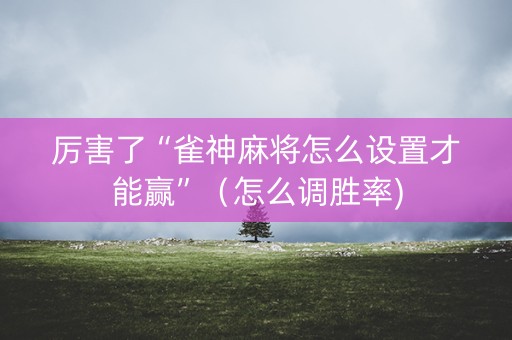 厉害了“雀神麻将怎么设置才能赢”（怎么调胜率)