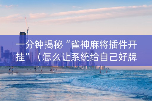 一分钟揭秘“雀神麻将插件开挂”（怎么让系统给自己好牌)
