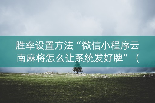 胜率设置方法“微信小程序云南麻将怎么让系统发好牌”（怎么设置能有好牌)