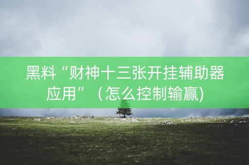 黑料“财神十三张开挂辅助器应用”（怎么控制输赢)