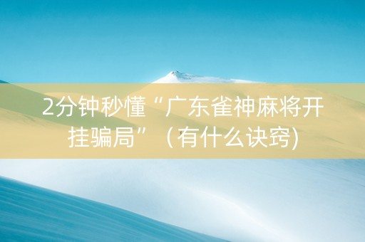 2分钟秒懂“广东雀神麻将开挂骗局”（有什么诀窍)