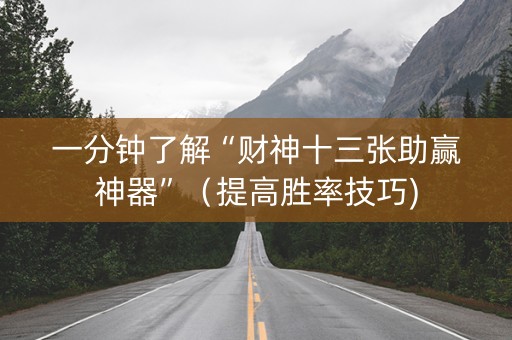 一分钟了解“财神十三张助赢神器”（提高胜率技巧)