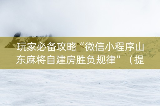 玩家必备攻略“微信小程序山东麻将自建房胜负规律”（提高胜率技巧)