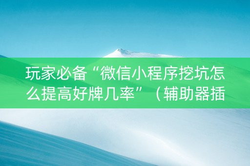 玩家必备“微信小程序挖坑怎么提高好牌几率”（辅助器插件)