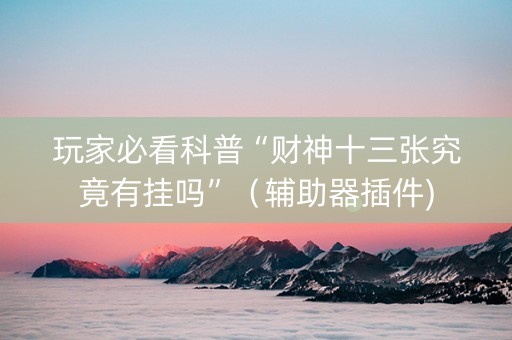 玩家必看科普“财神十三张究竟有挂吗”（辅助器插件)