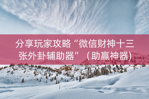 分享玩家攻略“微信财神十三张外卦辅助器”（助赢神器)