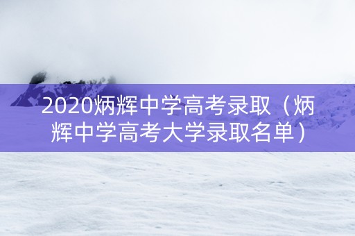 2020炳辉中学高考录取（炳辉中学高考大学录取名单）