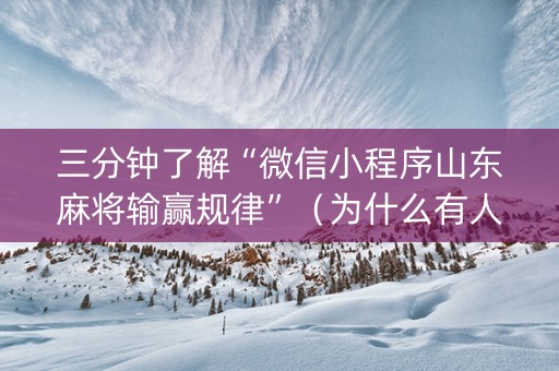 三分钟了解“微信小程序山东麻将输赢规律”（为什么有人一直赢)