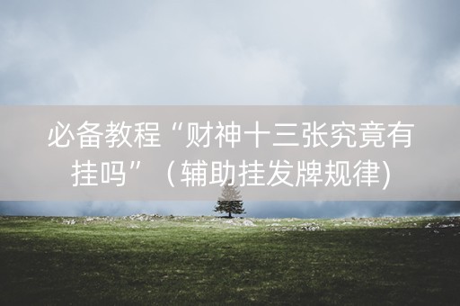 必备教程“财神十三张究竟有挂吗”（辅助挂发牌规律)