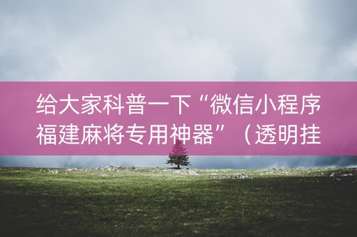 给大家科普一下“微信小程序福建麻将专用神器”（透明挂辅助器)