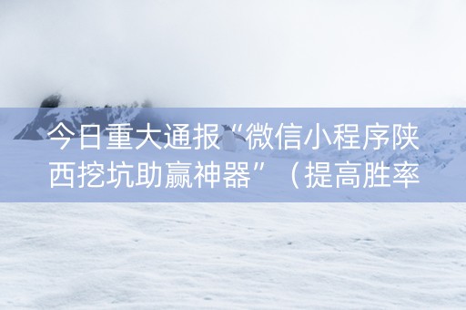今日重大通报“微信小程序陕西挖坑助赢神器”（提高胜率软件)
