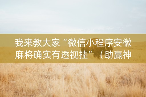 我来教大家“微信小程序安徽麻将确实有透视挂”（助赢神器购买)
