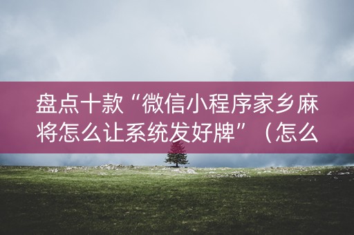 盘点十款“微信小程序家乡麻将怎么让系统发好牌”（怎么提高胜率)