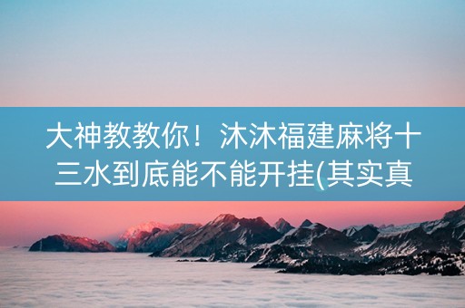 大神教教你！沐沐福建麻将十三水到底能不能开挂(其实真的确实有挂)