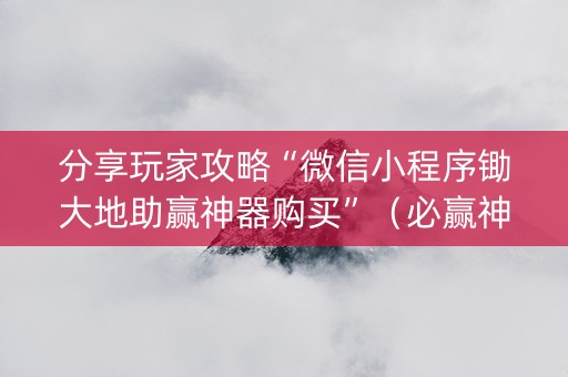 分享玩家攻略“微信小程序锄大地助赢神器购买”（必赢神器)