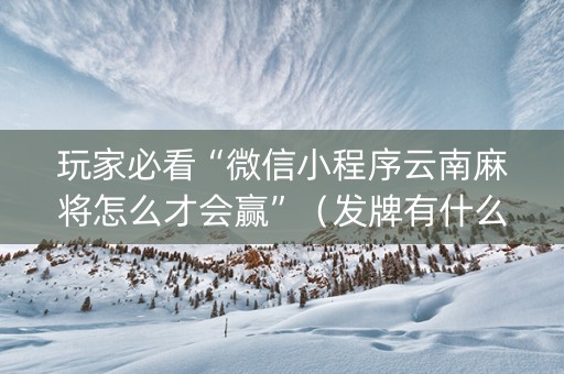 玩家必看“微信小程序云南麻将怎么才会赢”（发牌有什么规律吗)