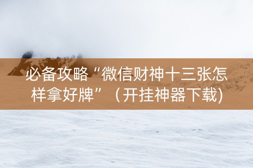 必备攻略“微信财神十三张怎样拿好牌”（开挂神器下载)