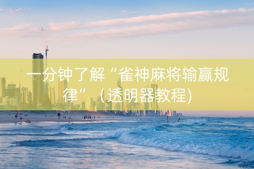 一分钟了解“雀神麻将输赢规律”（透明器教程)