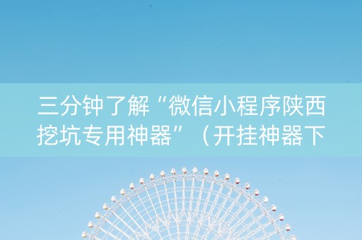 三分钟了解“微信小程序陕西挖坑专用神器”（开挂神器下载)