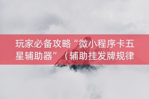 玩家必备攻略“微小程序卡五星辅助器”（辅助挂发牌规律)