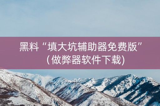 黑料“填大坑辅助器免费版”（做弊器软件下载)