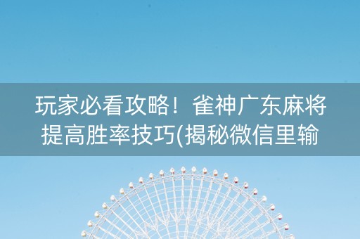 玩家必看攻略！雀神广东麻将提高胜率技巧(揭秘微信里输赢技巧)