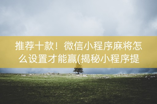 推荐十款！微信小程序麻将怎么设置才能赢(揭秘小程序提高胜率)
