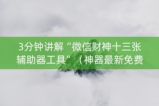 3分钟讲解“微信财神十三张辅助器工具”（神器最新免费)